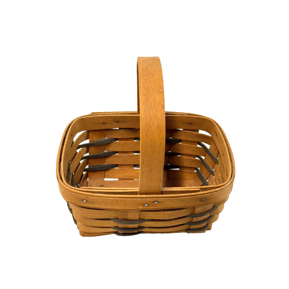 1999 Longaberger Heartland Mini Chore Basket Stationary Handle Vintage USA Made